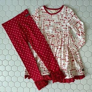 Valentine's Heart Print girls dress and leggings